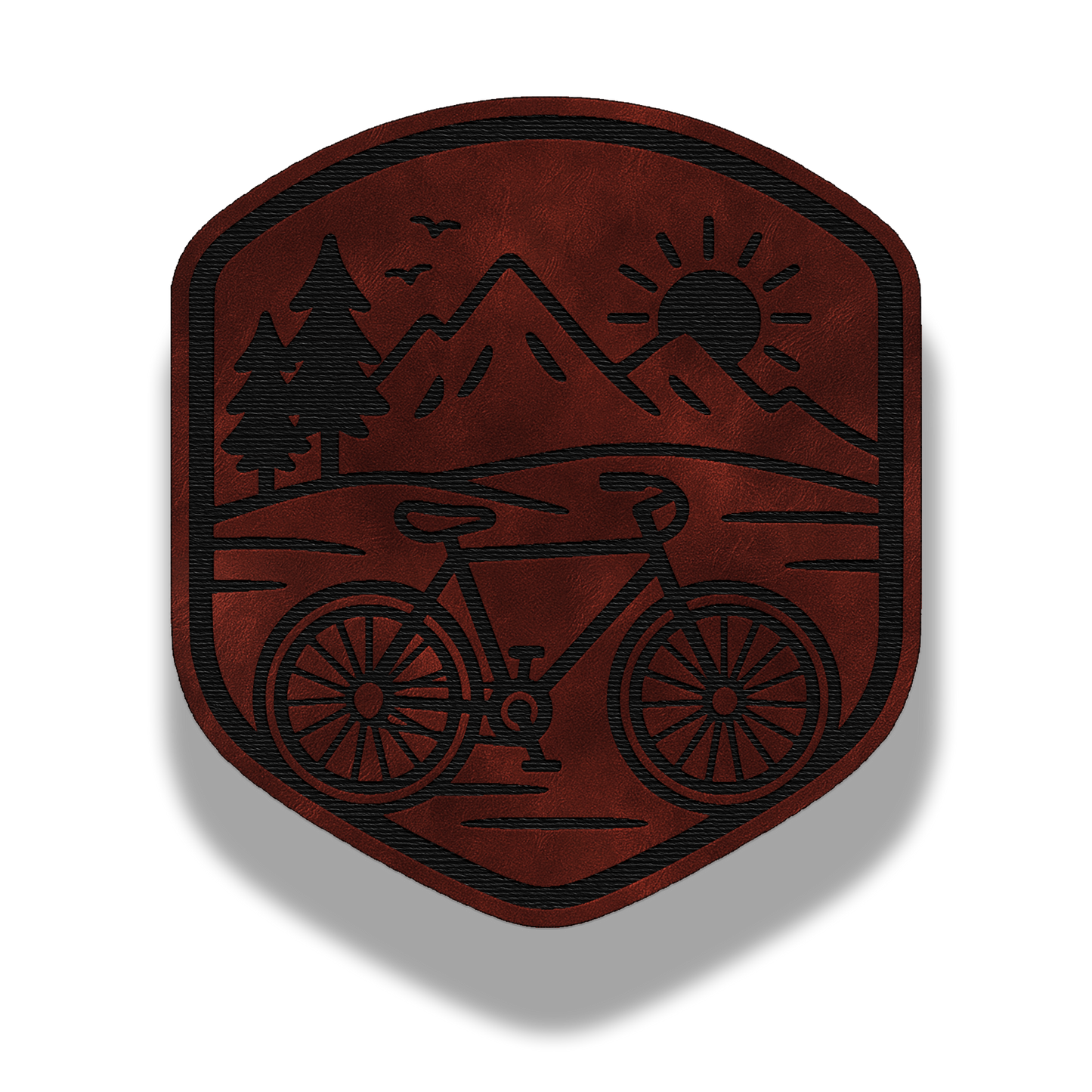 Bicycle Mountain - Leatherette Patch (Hook & Loop or Iron-On)