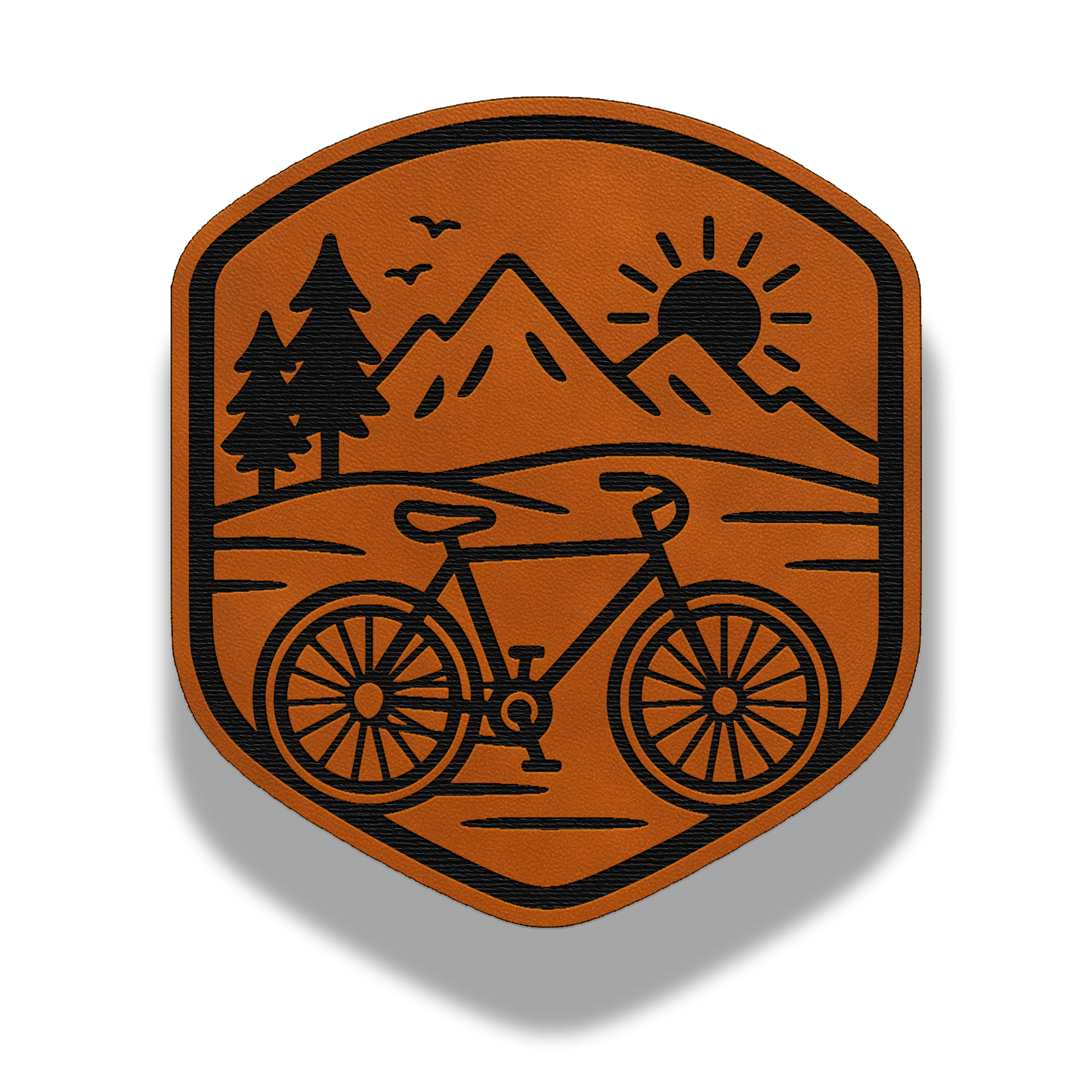 Bicycle Mountain - Leatherette Patch (Hook & Loop or Iron-On)