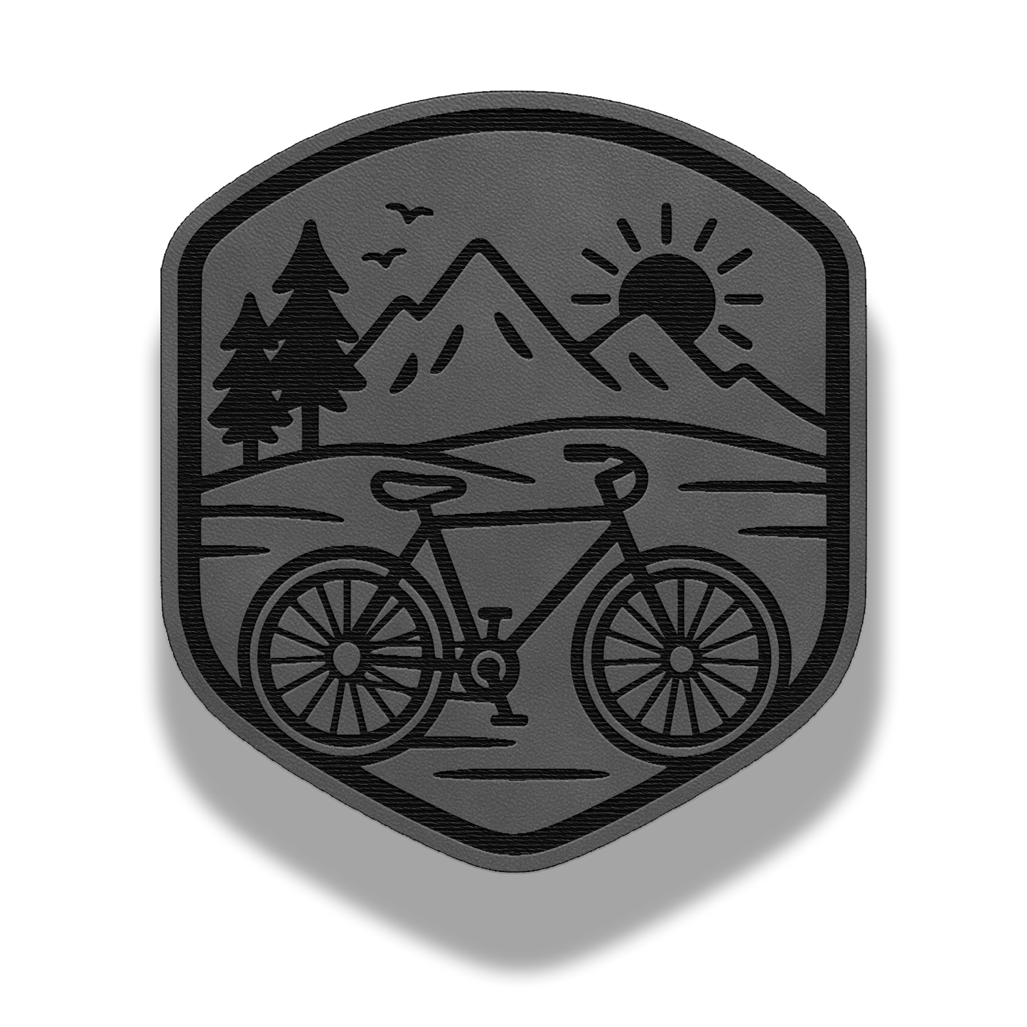 Bicycle Mountain - Leatherette Patch (Hook & Loop or Iron-On)