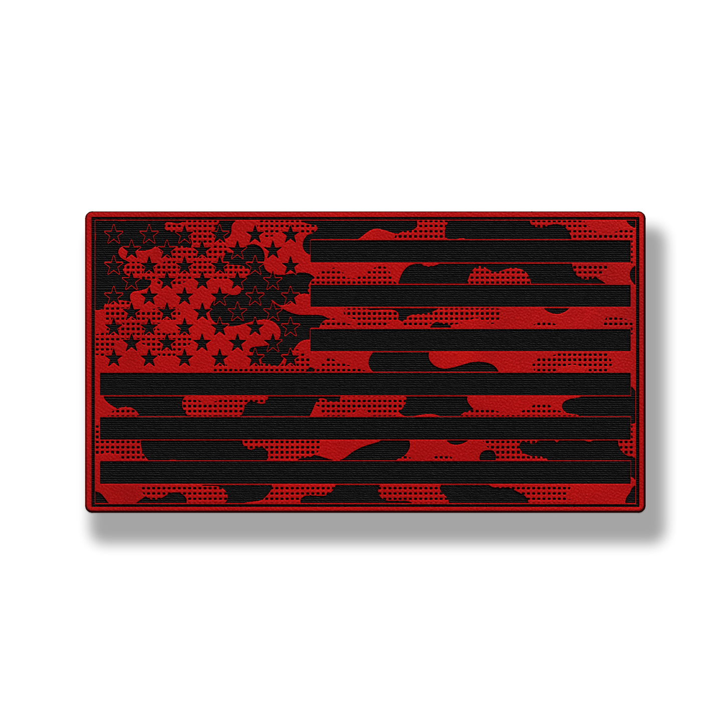 Tactical Camo American Flag patch in classic red leatherette
