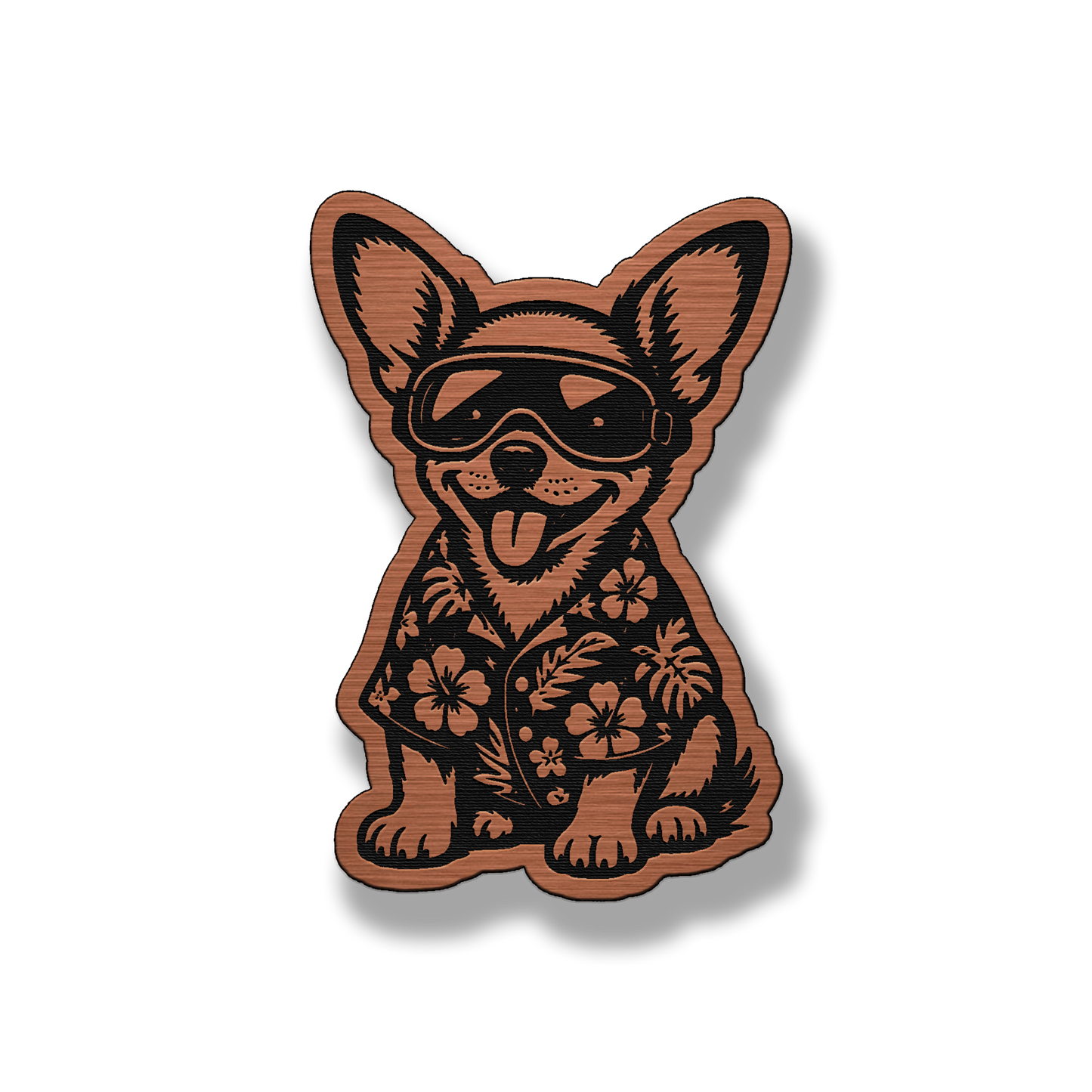 Beach Chihuahua dog patch in copper acrylic