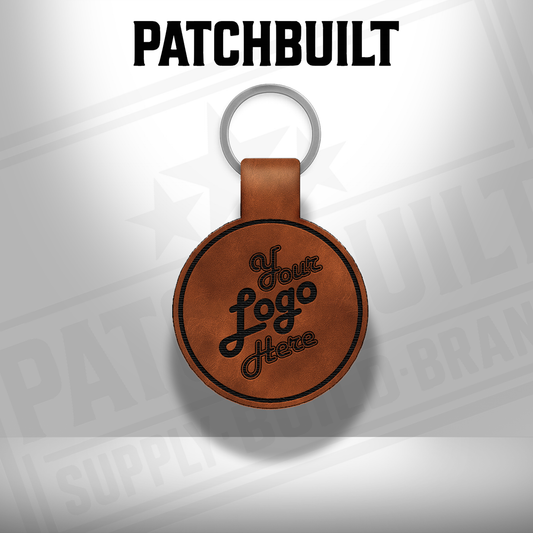 Custom Engraved Leatherette Keychain - Add Your Logo