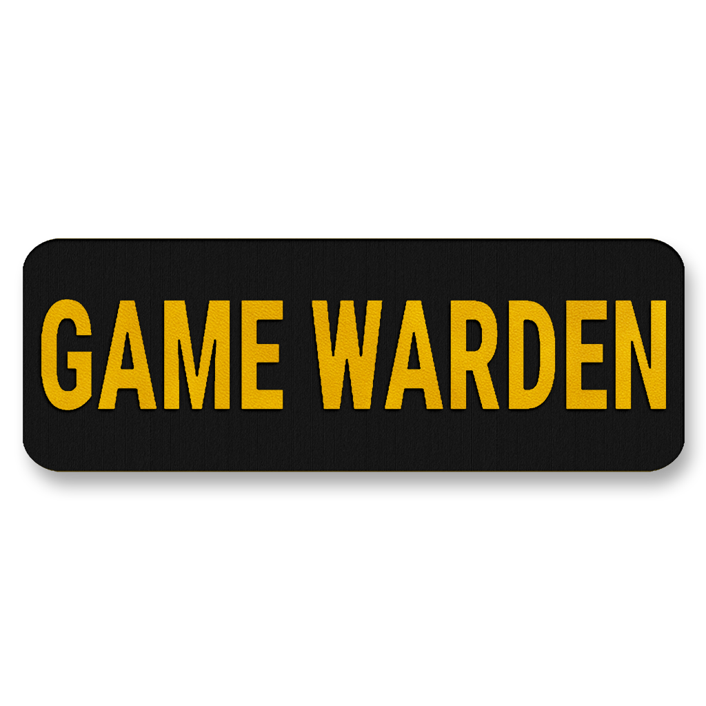 GAME WARDEN Vest Placard 8.5"x3" – Leatherette Morale Patch