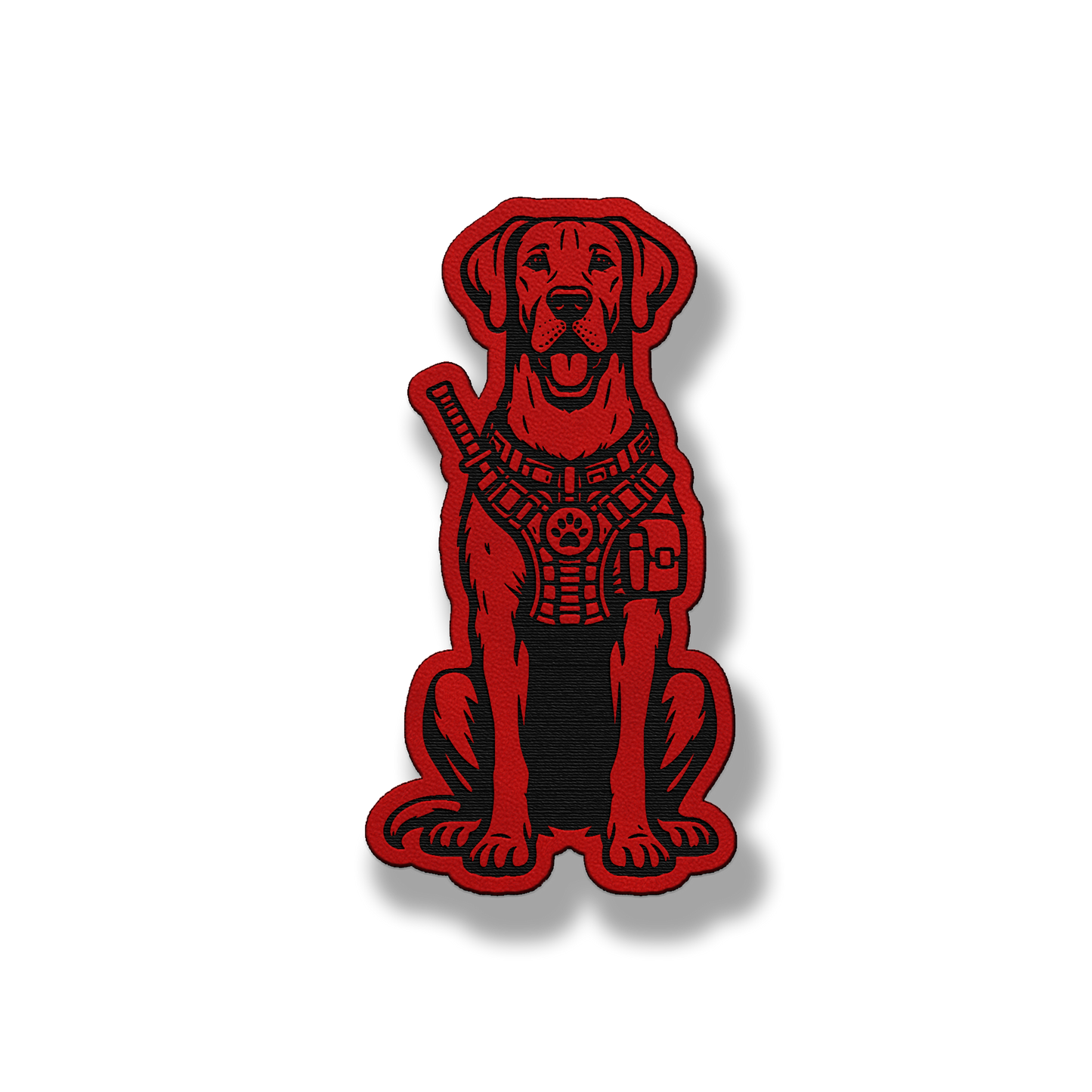 Tactical Great Dane natural ears patch in classic red leatherette