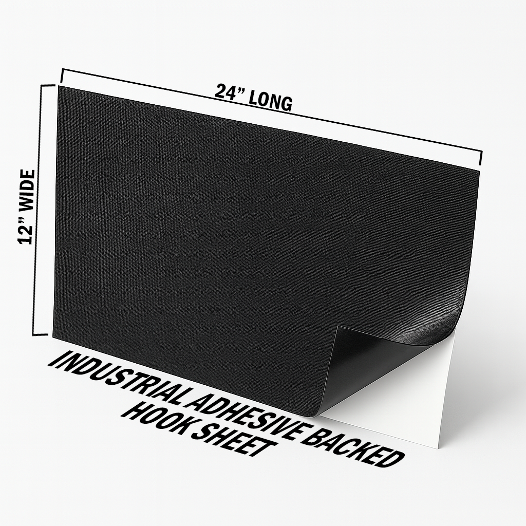 Industrial Adhesive Hook Sheet – Hook Side Only (12" Wide, Multiple Lengths)