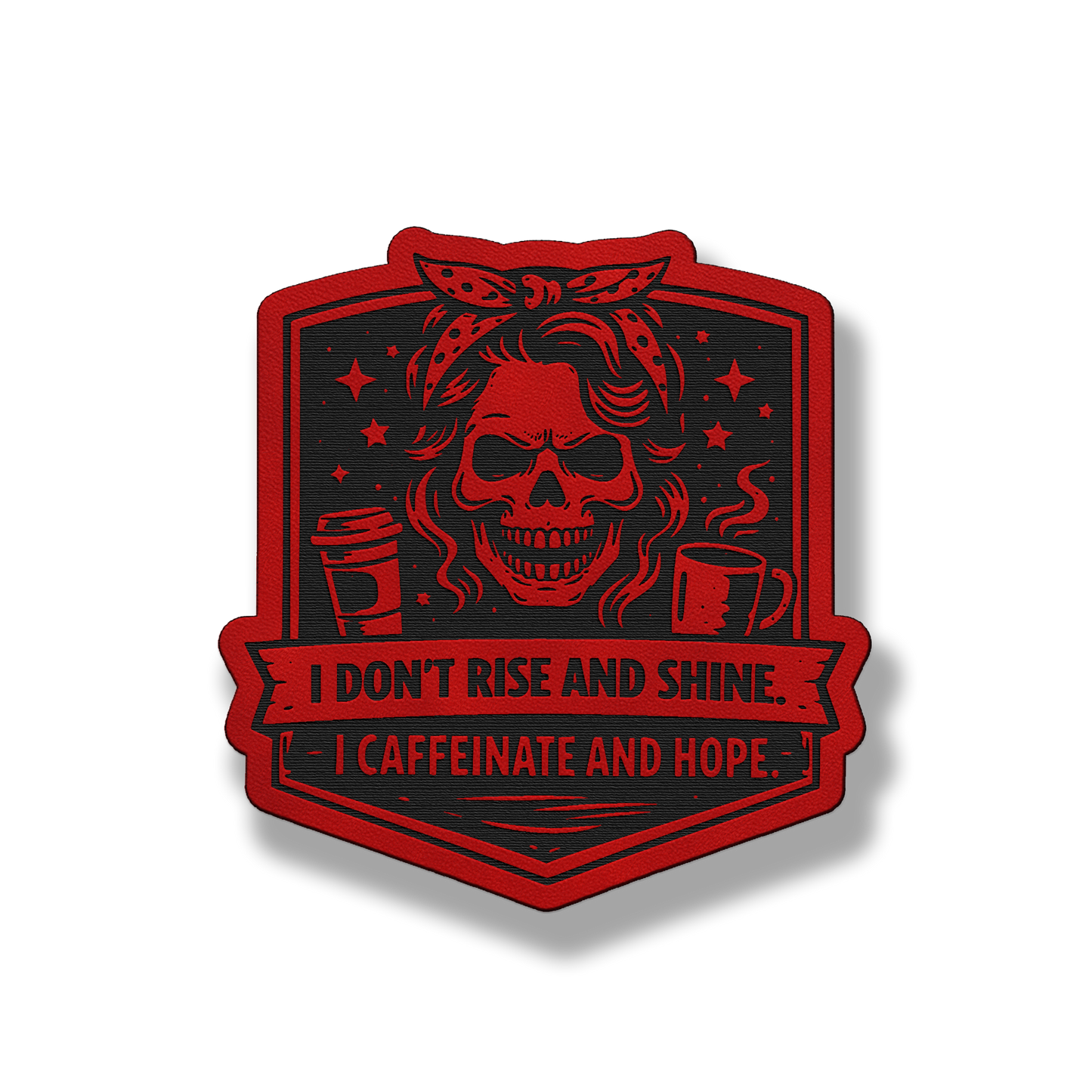 Caffeinate & Hope Skull Patch – Leatherette Morale Patch