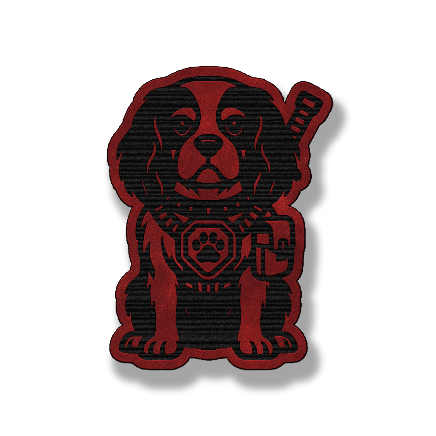 Tactical King Charles dog patch in saddle red leatherette