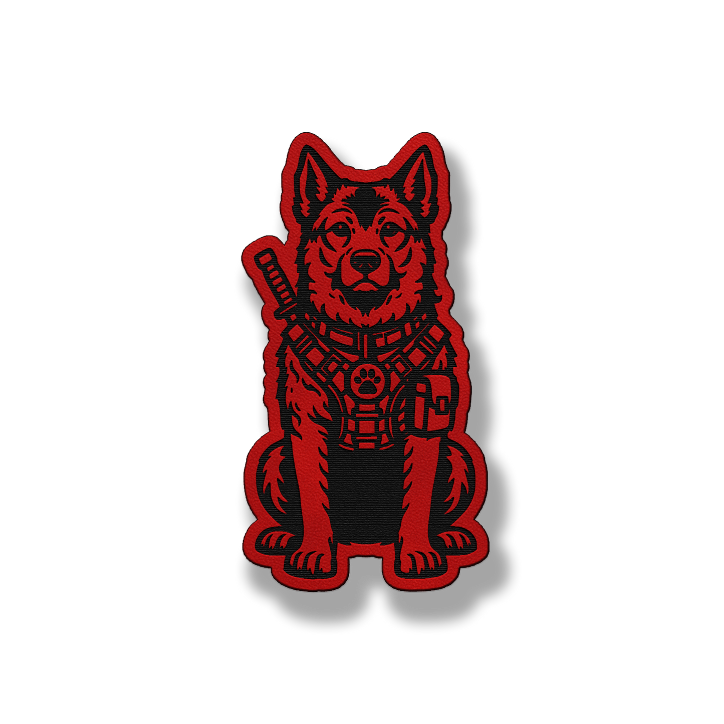 Tactical Norwegian Elkhound dog patch in classic red leatherette
