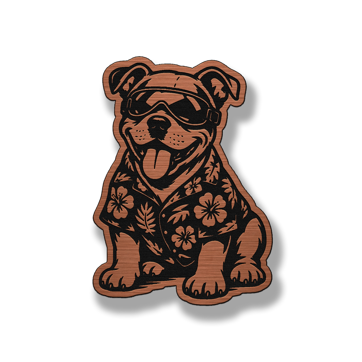Beach Pitbull dog acrylic morale patch in copper