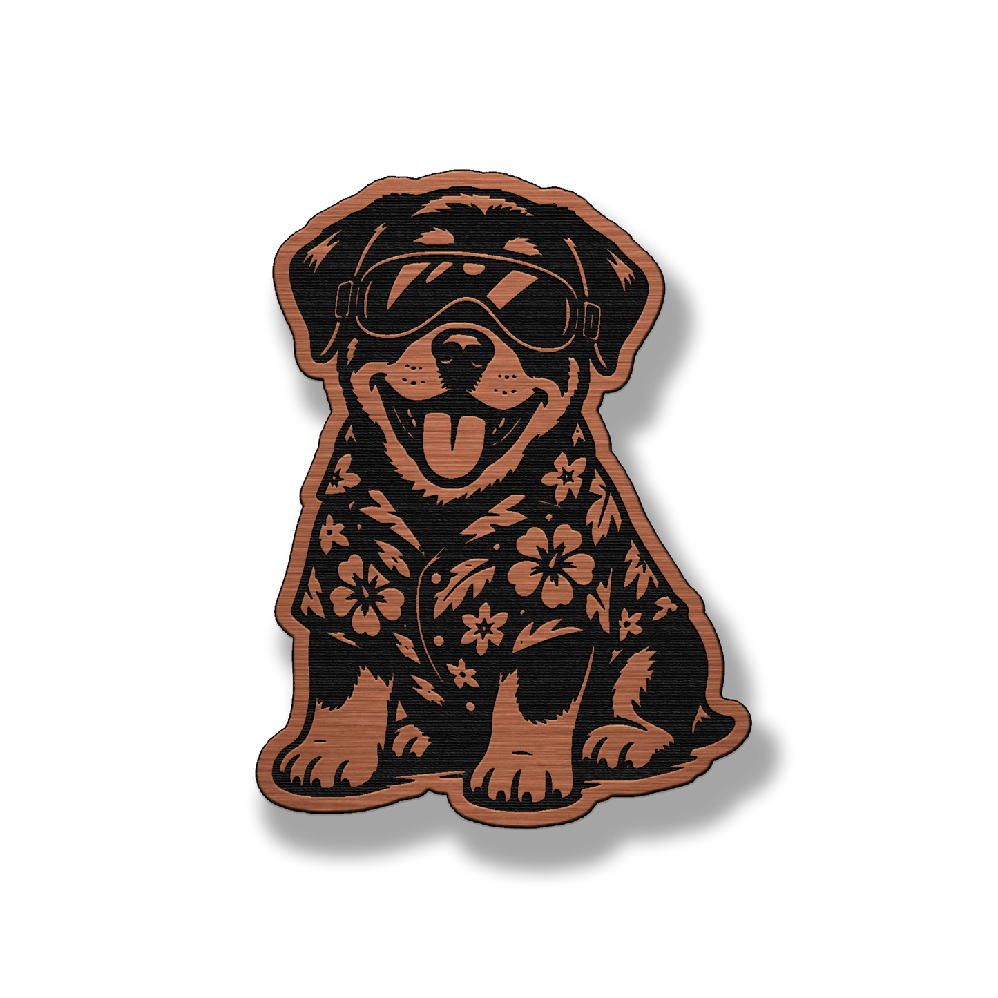 Beach Rottweiler dog patch in copper acrylic