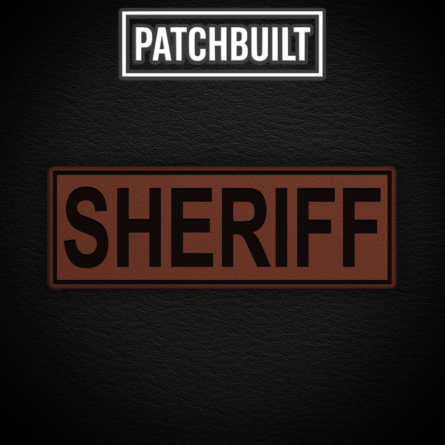 SHERIFF – Large Brown Leatherette Patch (Hook & Loop or Iron-On)