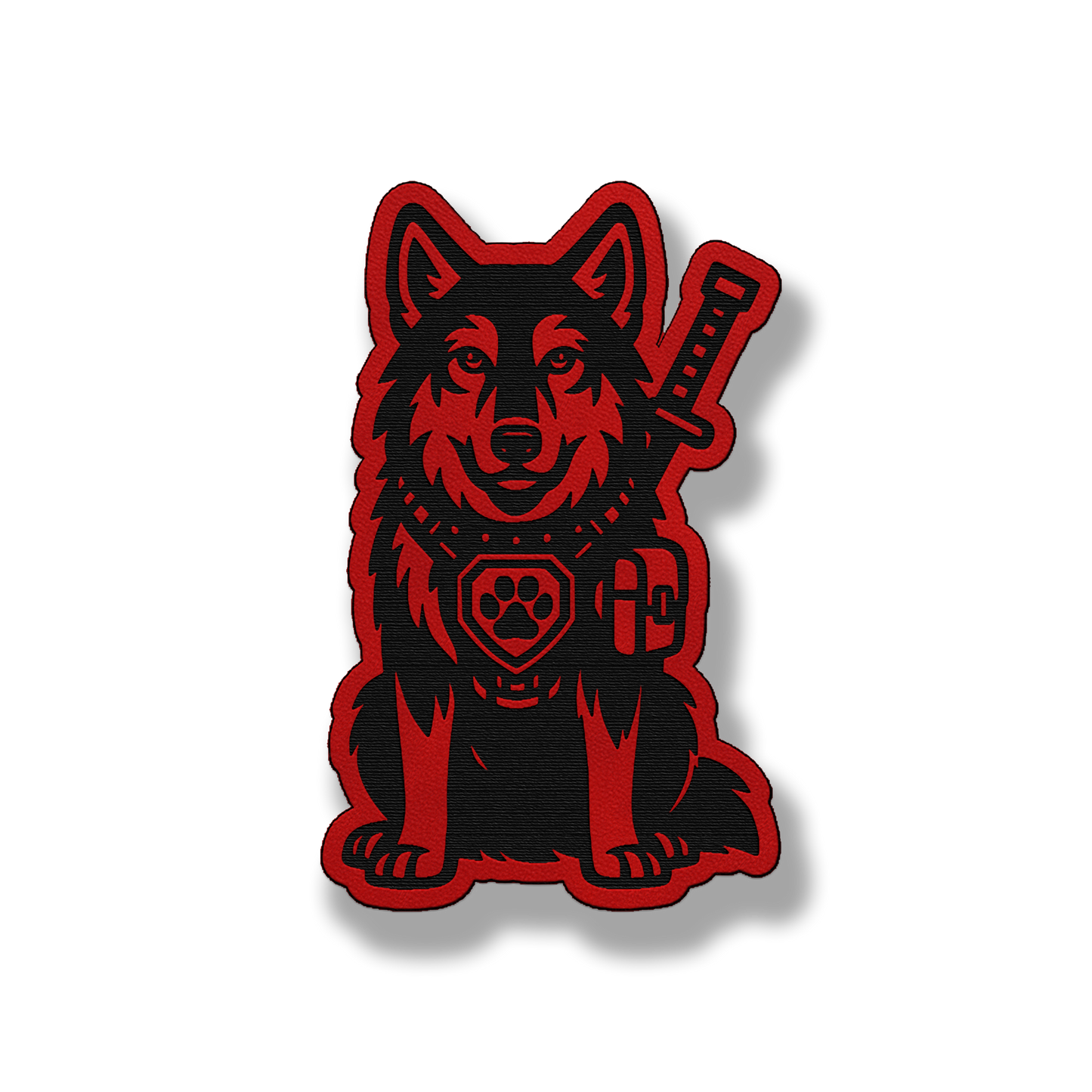 Tactical Wolf leatherette morale patch in classic red