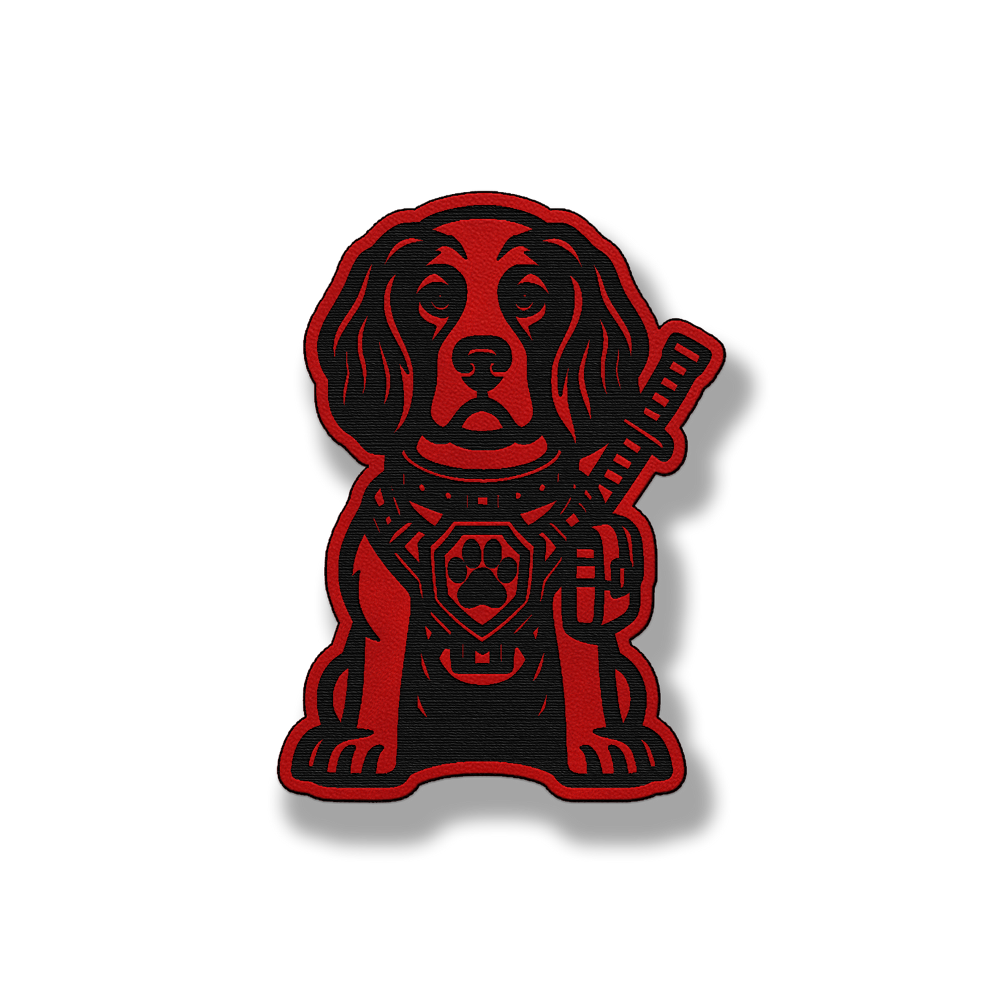 Tactical Springer Spaniel dog patch in classic red leatherette