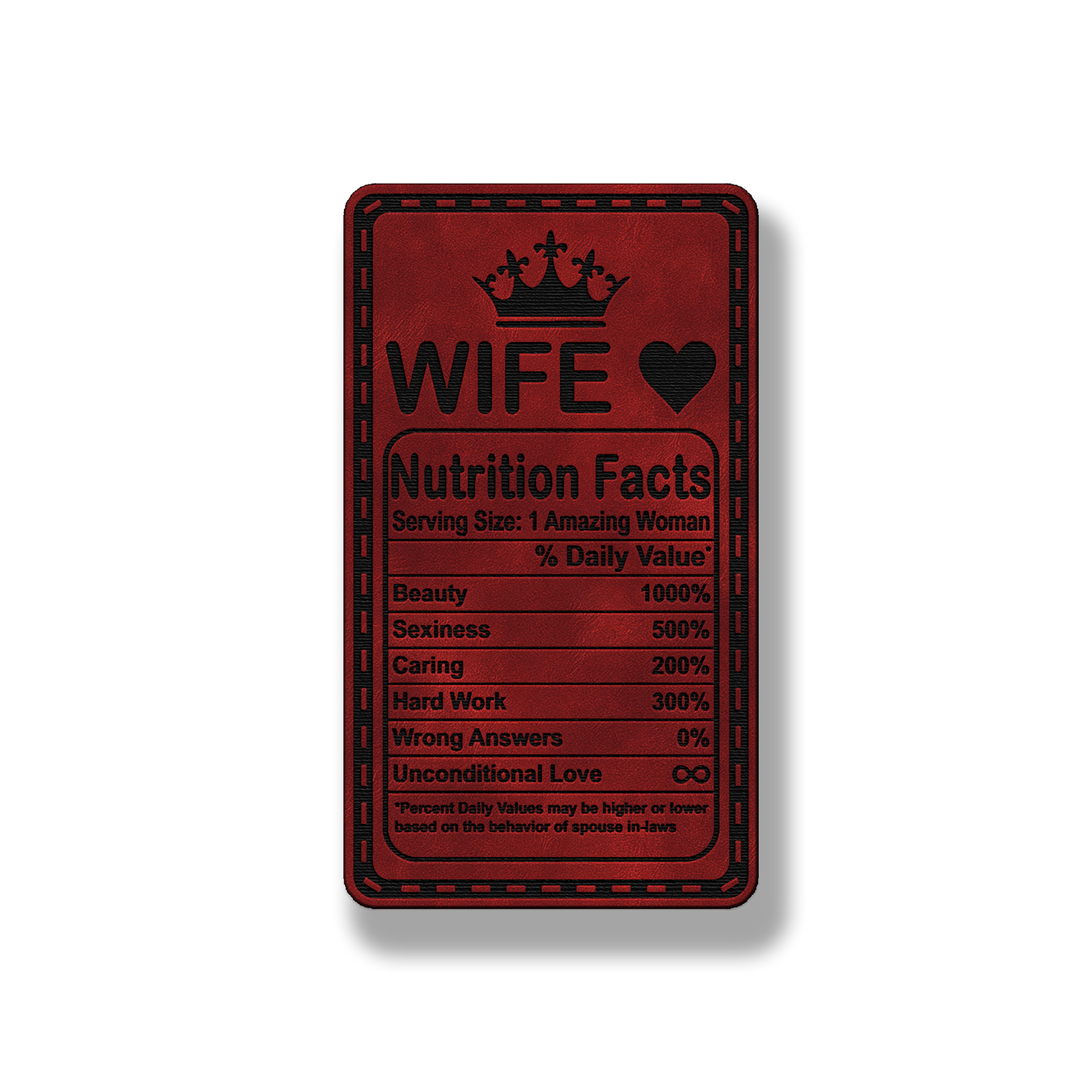 Wife Nutrition Facts Patch – Leatherette Morale Patch