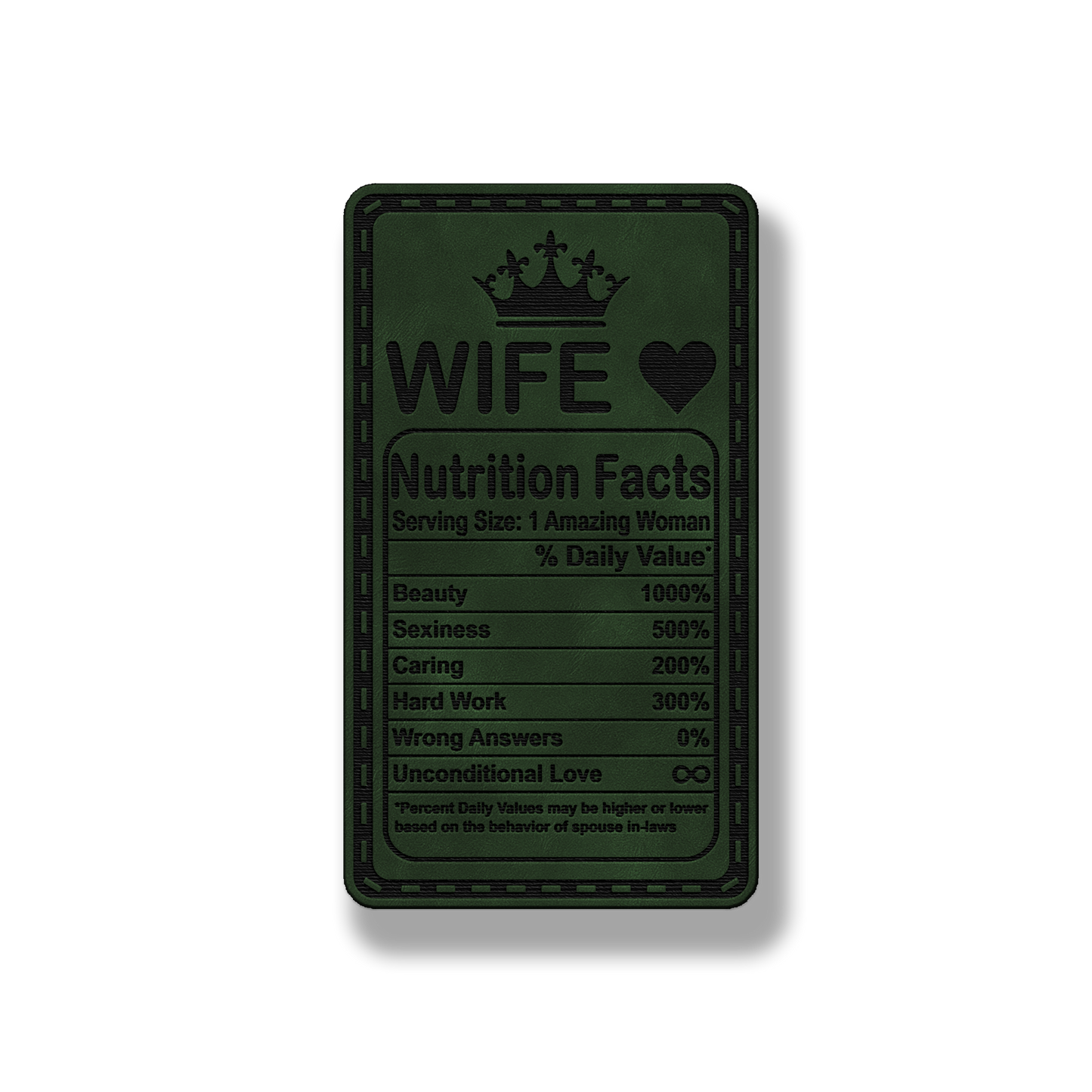 Wife Nutrition Facts Patch – Leatherette Morale Patch