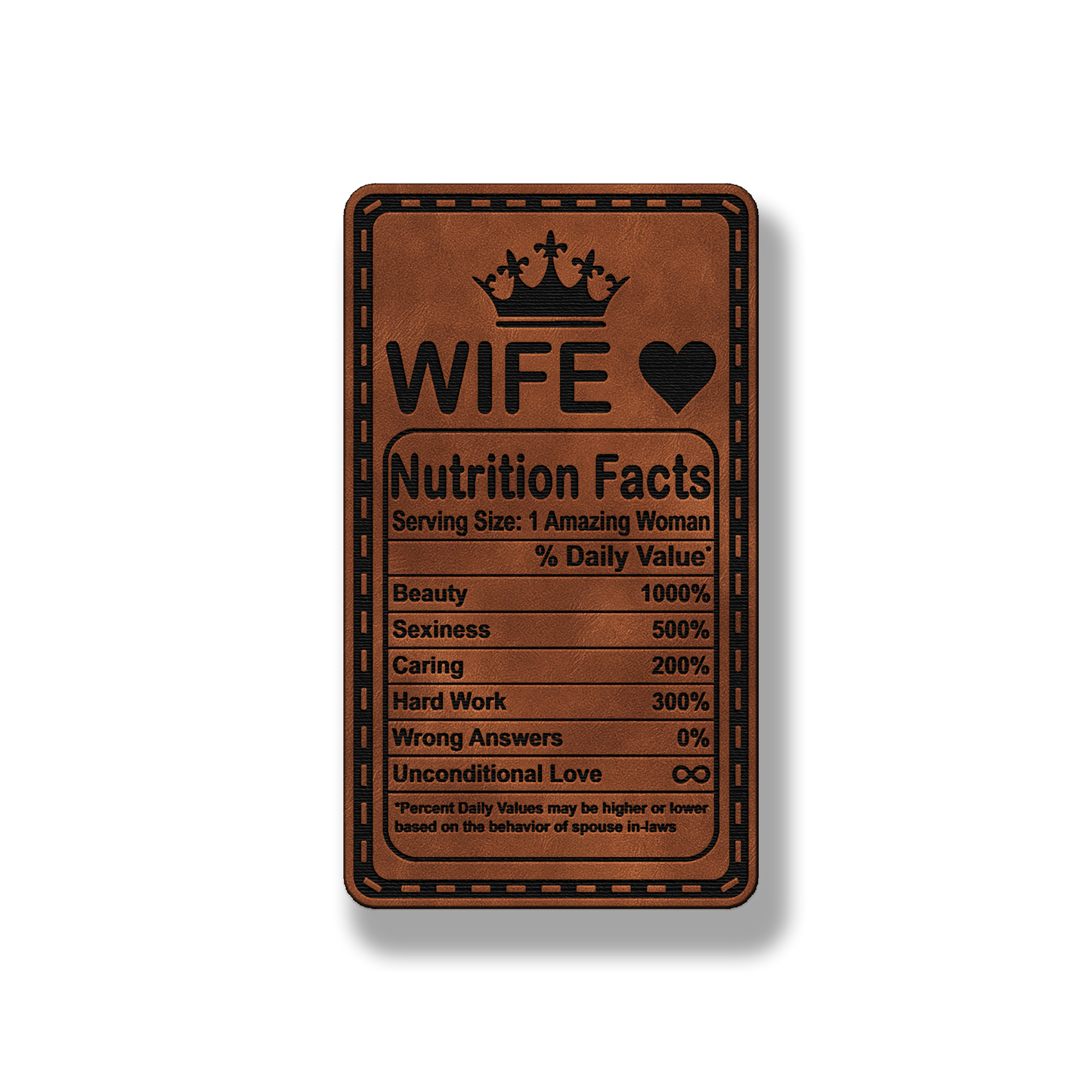 Wife Nutrition Facts Patch – Leatherette Morale Patch