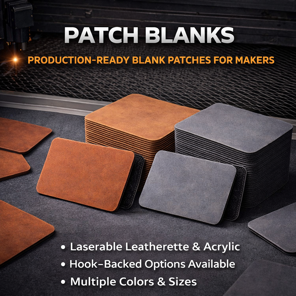Laserable Patch Blanks – Hook Backed Leatherette for CO2, Diode & Fiber Lasers