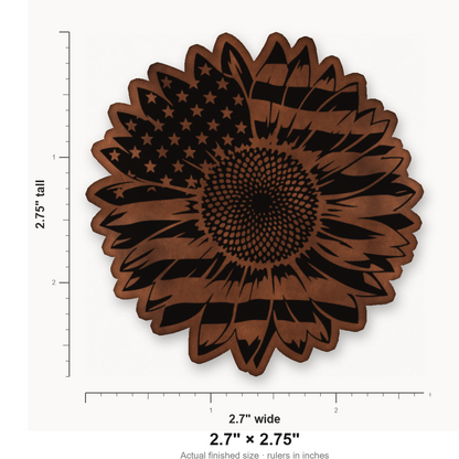 US Flag Sunflower Patch – Leatherette Morale Patch — size guide