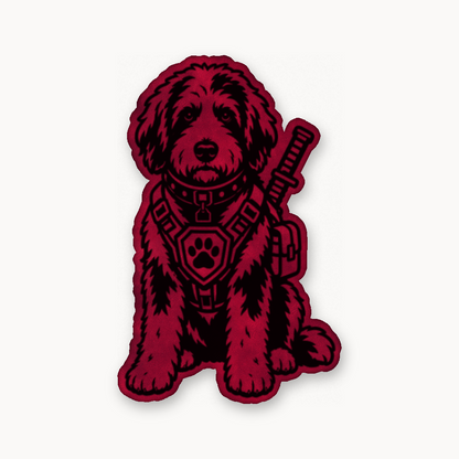 Tactical Bernedoodle – Leatherette Morale Patch — Dark Saddle Red