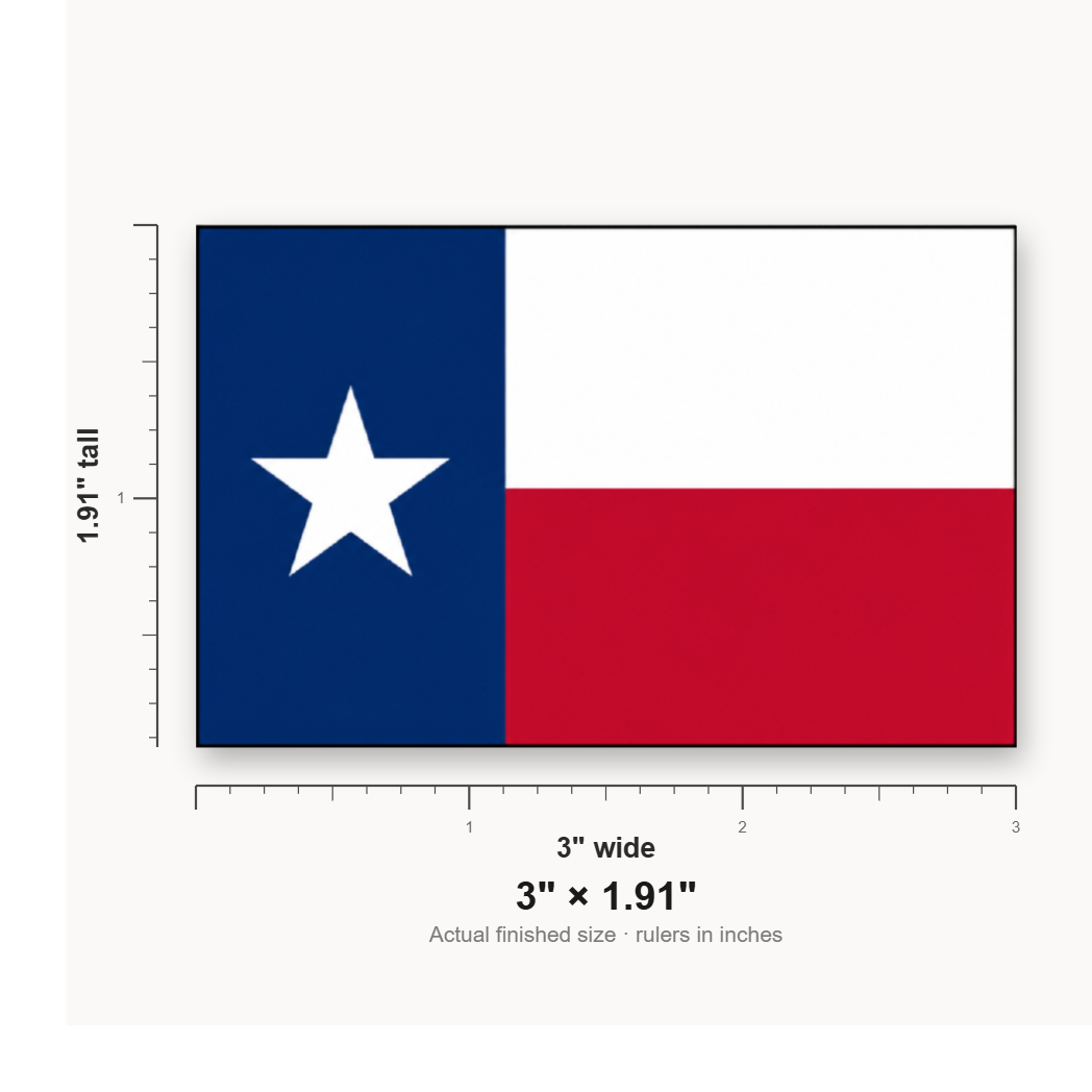 Texas State Flag – Leatherette Morale Patch — size guide