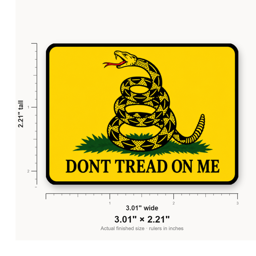 Don't Tread On Me Color – Leatherette Morale Patch — size guide