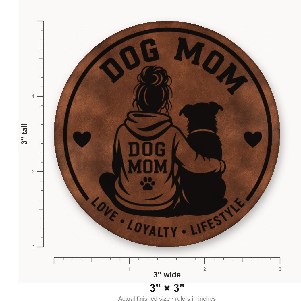 Dog Mom Style 1 – Leatherette Morale Patch — size guide