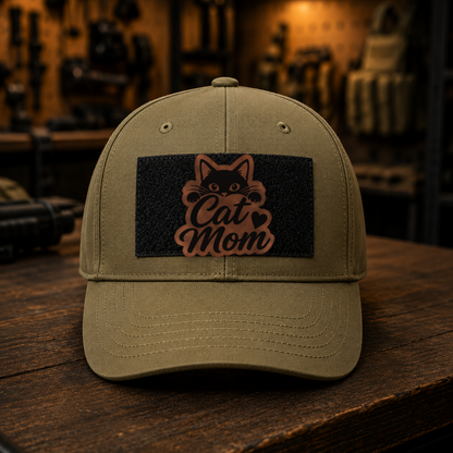 Cat Mom – Leatherette Morale Patch — in use