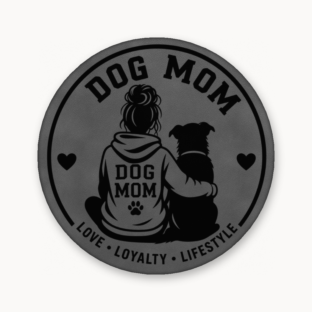 Dog Mom Style 1 – Leatherette Morale Patch — Classic Gray