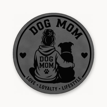 Dog Mom Style 1 – Leatherette Morale Patch — Classic Gray