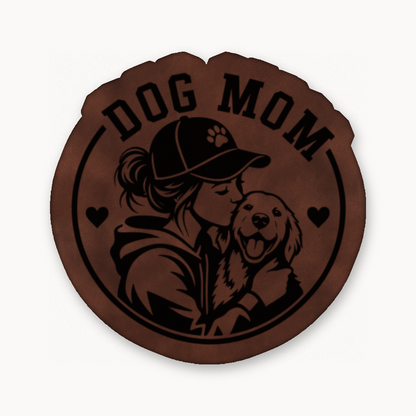 Dog Mom Style 2 – Leatherette Morale Patch — Dark Saddle Brown