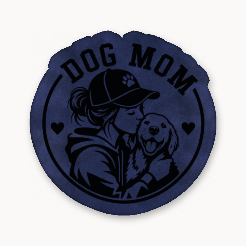 Dog Mom Style 2 – Leatherette Morale Patch — Dark Saddle Blue