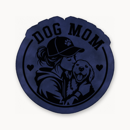 Dog Mom Style 2 – Leatherette Morale Patch — Dark Saddle Blue
