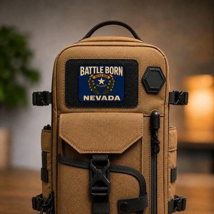 Battle Born Nevada – Leatherette Morale Patch — in use