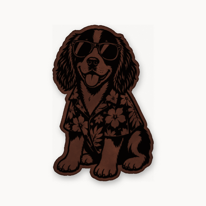 Beach Springer Spaniel – Leatherette Morale Patch — Dark Saddle Brown