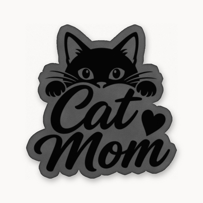 Cat Mom – Leatherette Morale Patch — Classic Gray