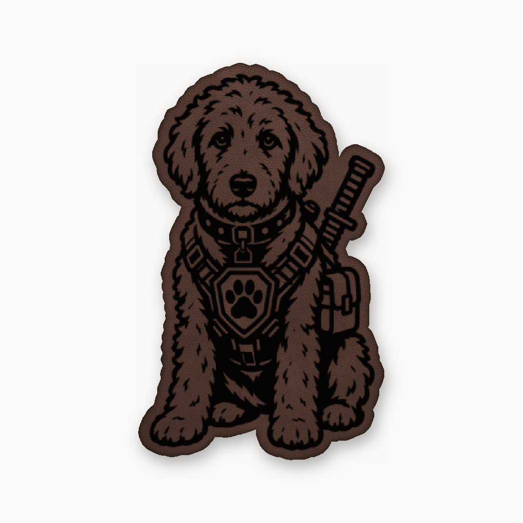 Tactical Labradoodle – Leatherette Morale Patch — Classic Light Brown
