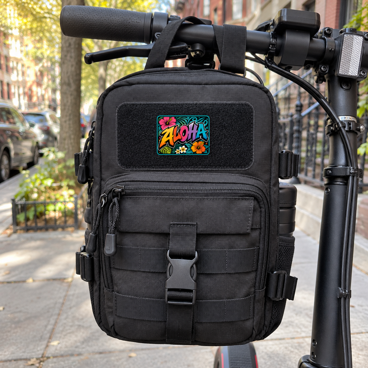 Floral Aloha – Leatherette Morale Patch — in use