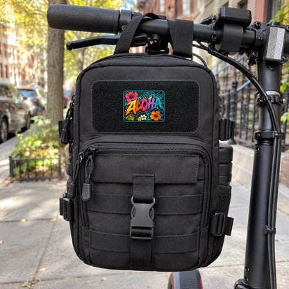 Floral Aloha – Leatherette Morale Patch — in use