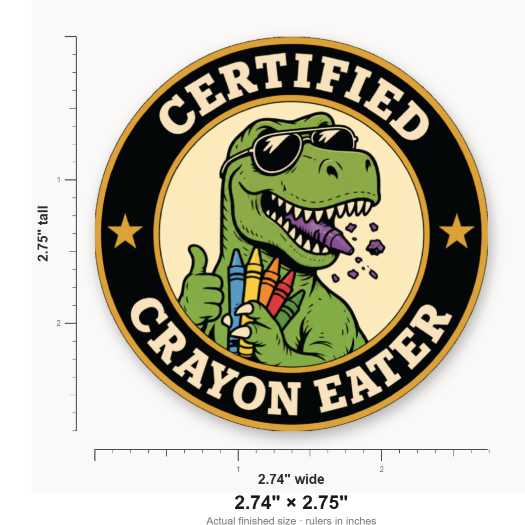 Certified Crayon Eater – Leatherette Morale Patch — size guide