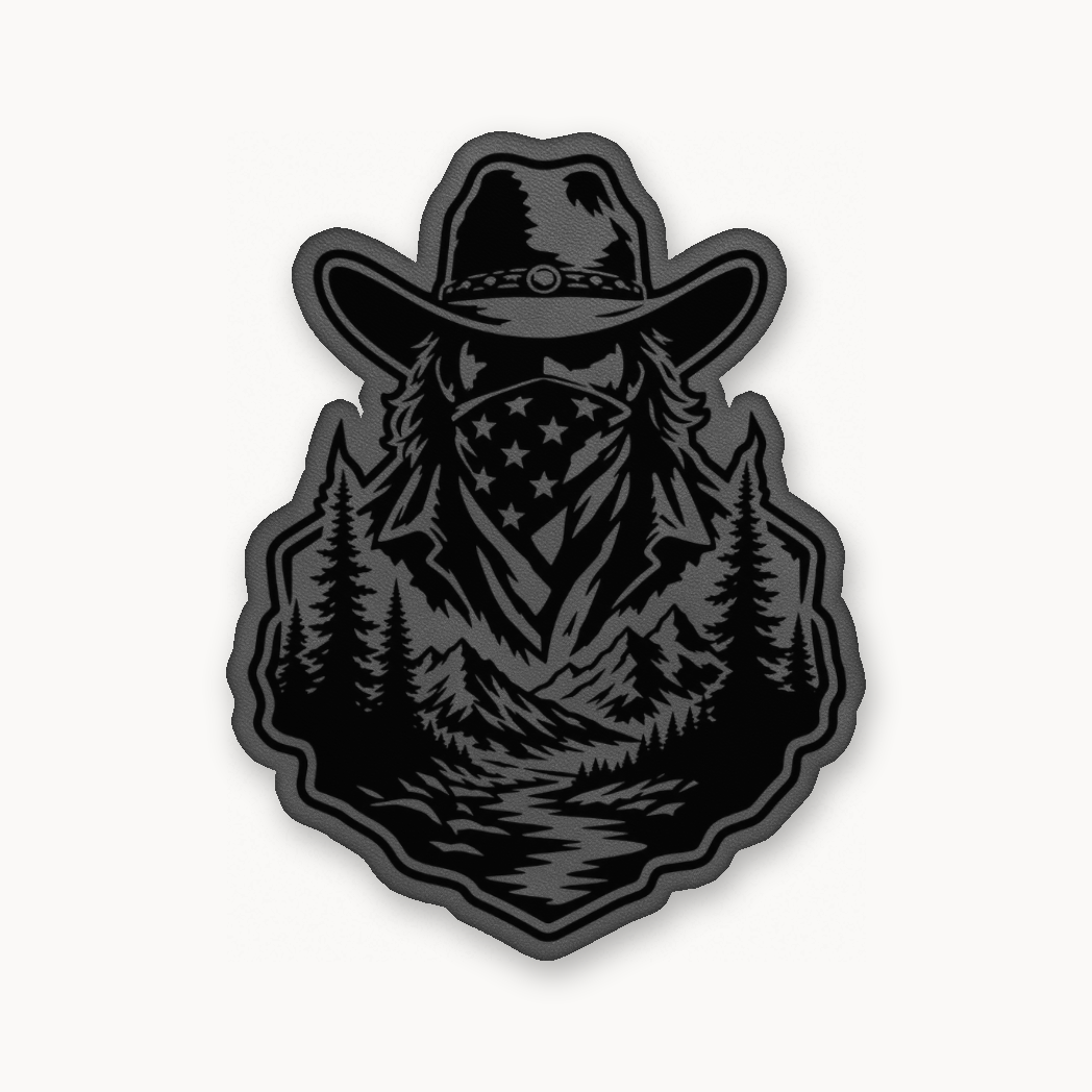 American Cowboy Style 1 – Leatherette Morale Patch — Classic Gray