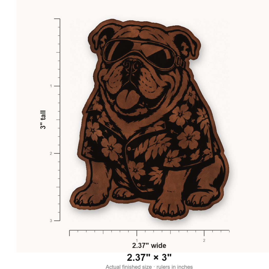 Beach Bulldog – Leatherette Morale Patch — size guide