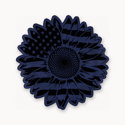 US Flag Sunflower Patch – Leatherette Morale Patch — Dark Saddle Blue