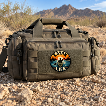 Kayak Life Circle Patch – Leatherette Morale Patch — in use