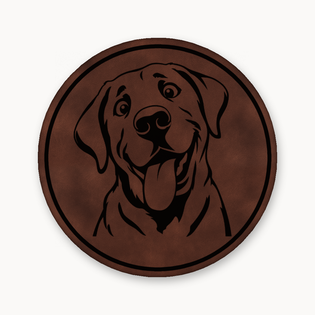 Goofy Labrador – Leatherette Morale Patch — Dark Saddle Brown