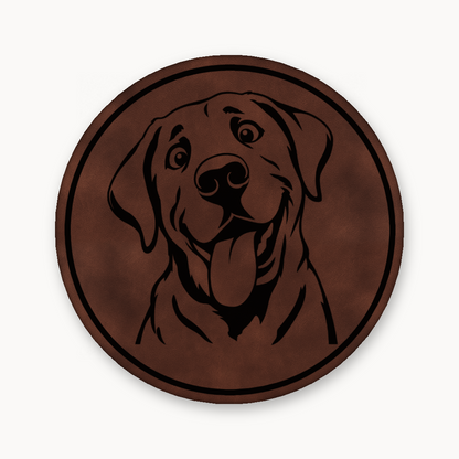 Goofy Labrador – Leatherette Morale Patch — Dark Saddle Brown
