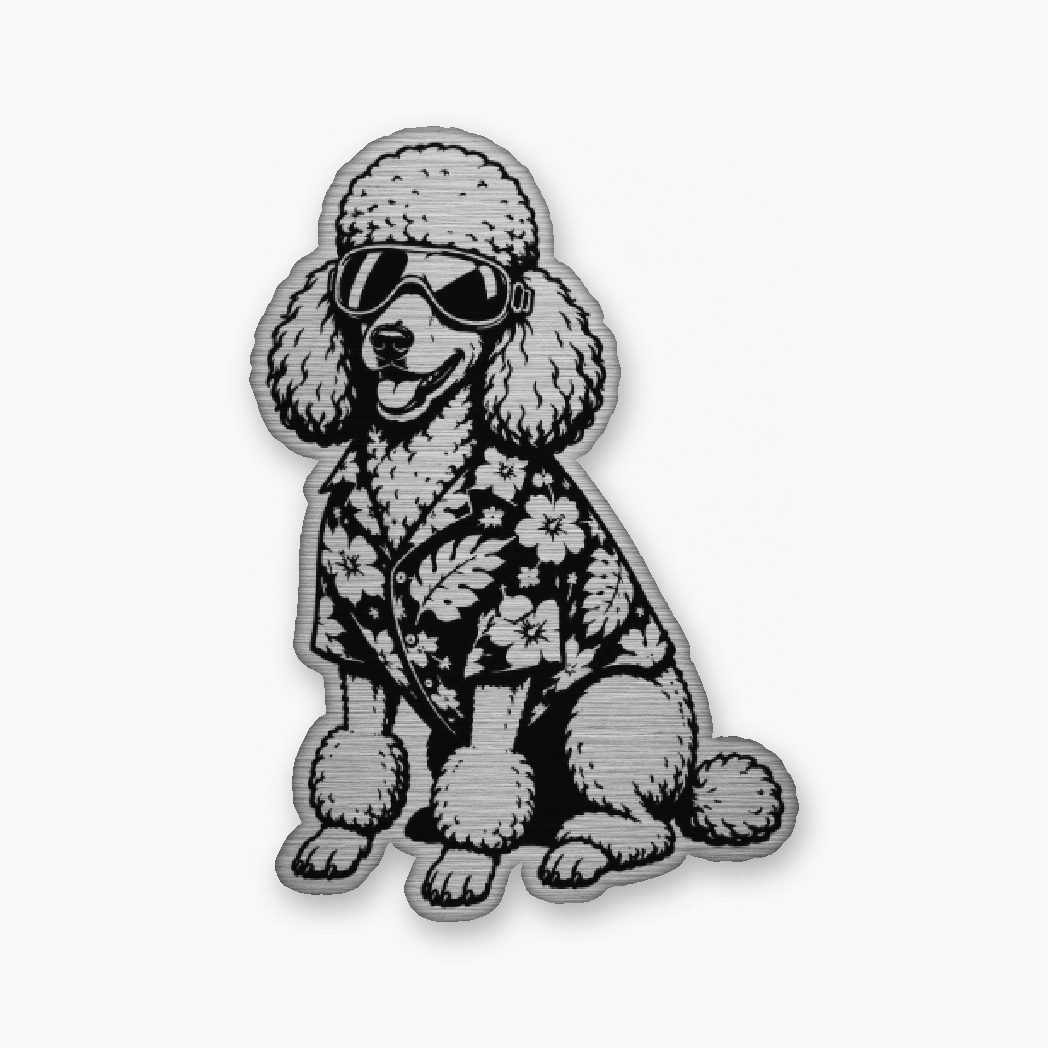 Beach Poodle Patrol – Leatherette Morale Patch — Silver