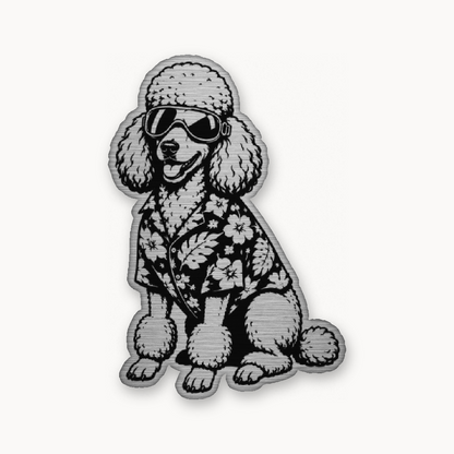 Beach Poodle Patrol – Leatherette Morale Patch — Silver