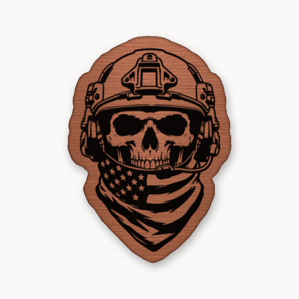 American Tactical Skull Operator – Leatherette Morale Patch — Copper