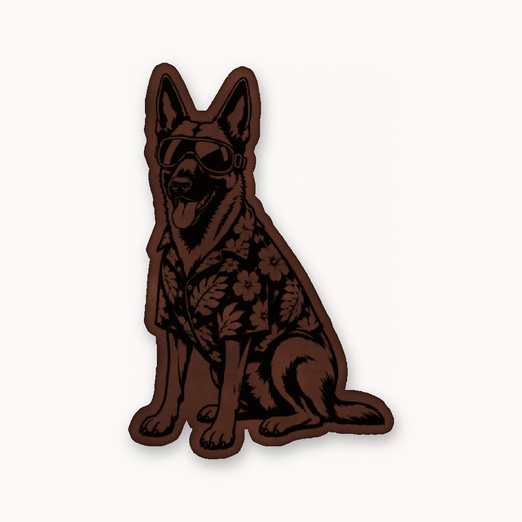 Beach Malinois Patrol – Leatherette Morale Patch — Dark Saddle Brown