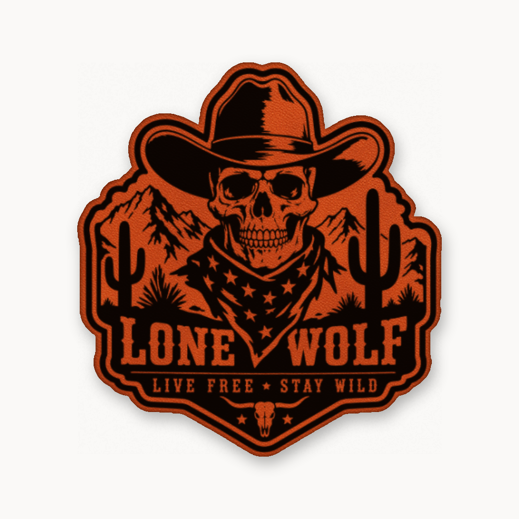 Lone Wolf Life Free Stay Wild – Leatherette Morale Patch — Classic Orange